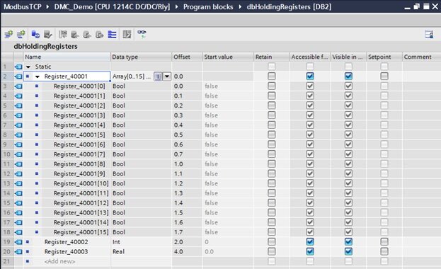 Modbus register